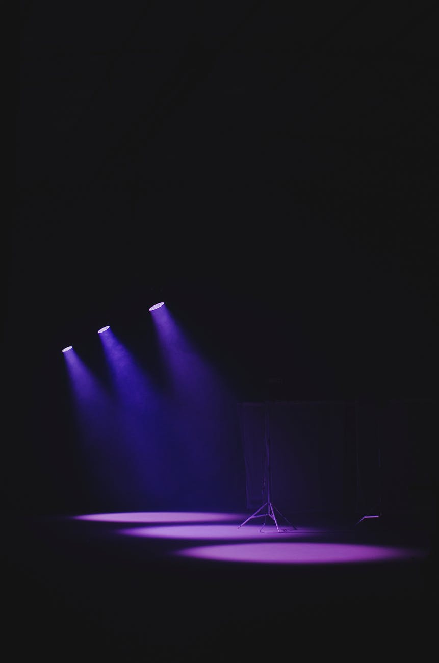 purple lights on a stage