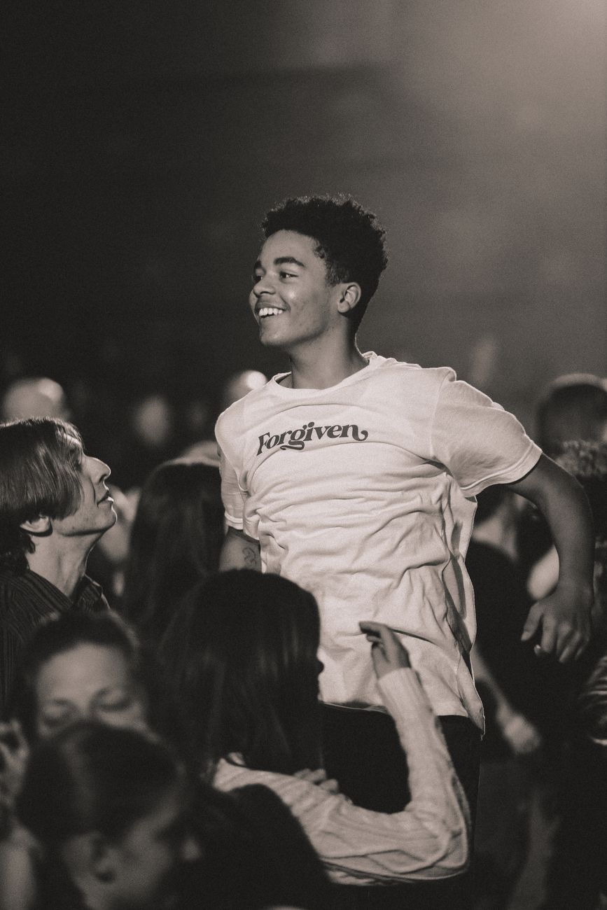 joyful youth celebrating in community gathering